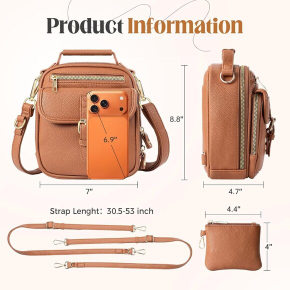 Stylish Brown Crossbody Bag for Women - Anti-Theft Design with Wallet Included - Picture 6 of 8